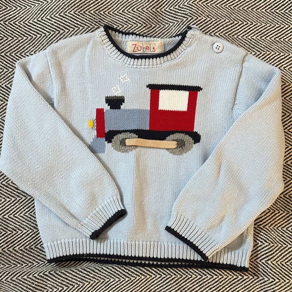 Zubels infant Train Sweater - Light Blue